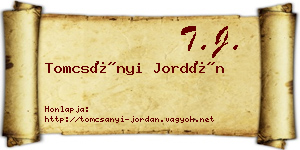 Tomcsányi Jordán névjegykártya
